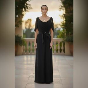 EUC White by Vera Wang Elegant Black Maxi Gown